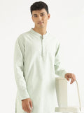 Men Mint Green Airy Linen Long Kurta