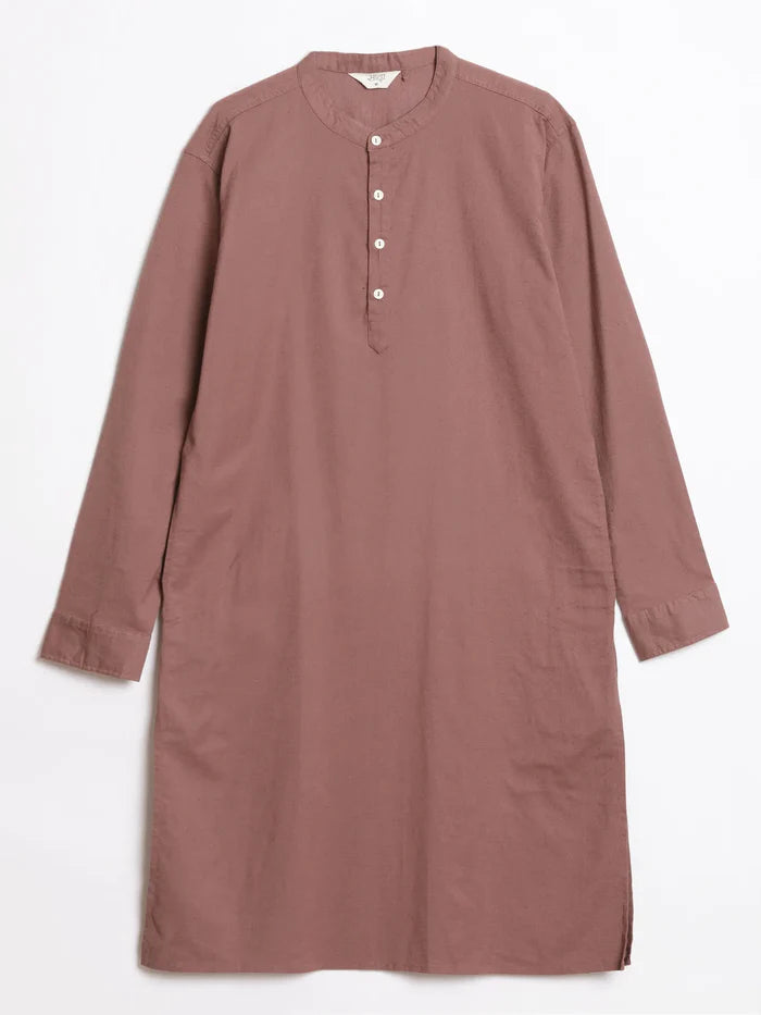 Men Rose Taupe Airy Linen Long Kurta