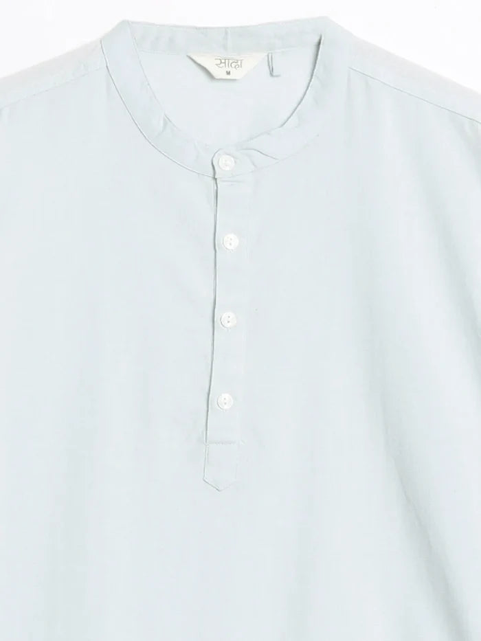 Men Sky Blu Airy Linen Long Kurta