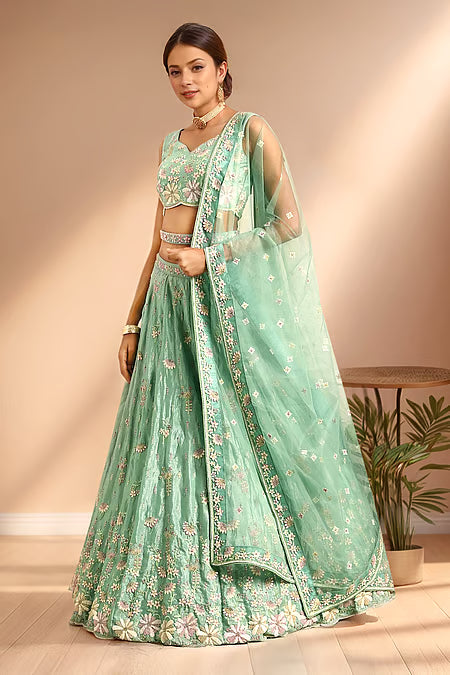 Samyukta Singhania Zari Applique Embroidered Lehenga set