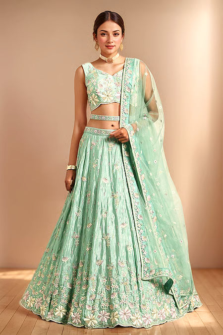 Samyukta Singhania Zari Applique Embroidered Lehenga set