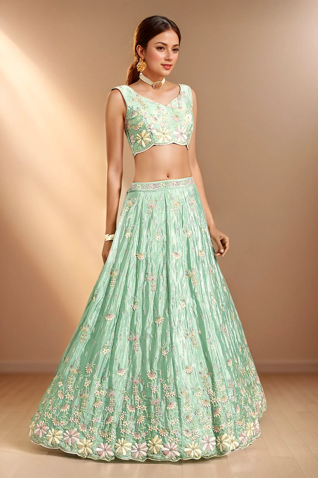 Samyukta Singhania Zari Applique Embroidered Lehenga set