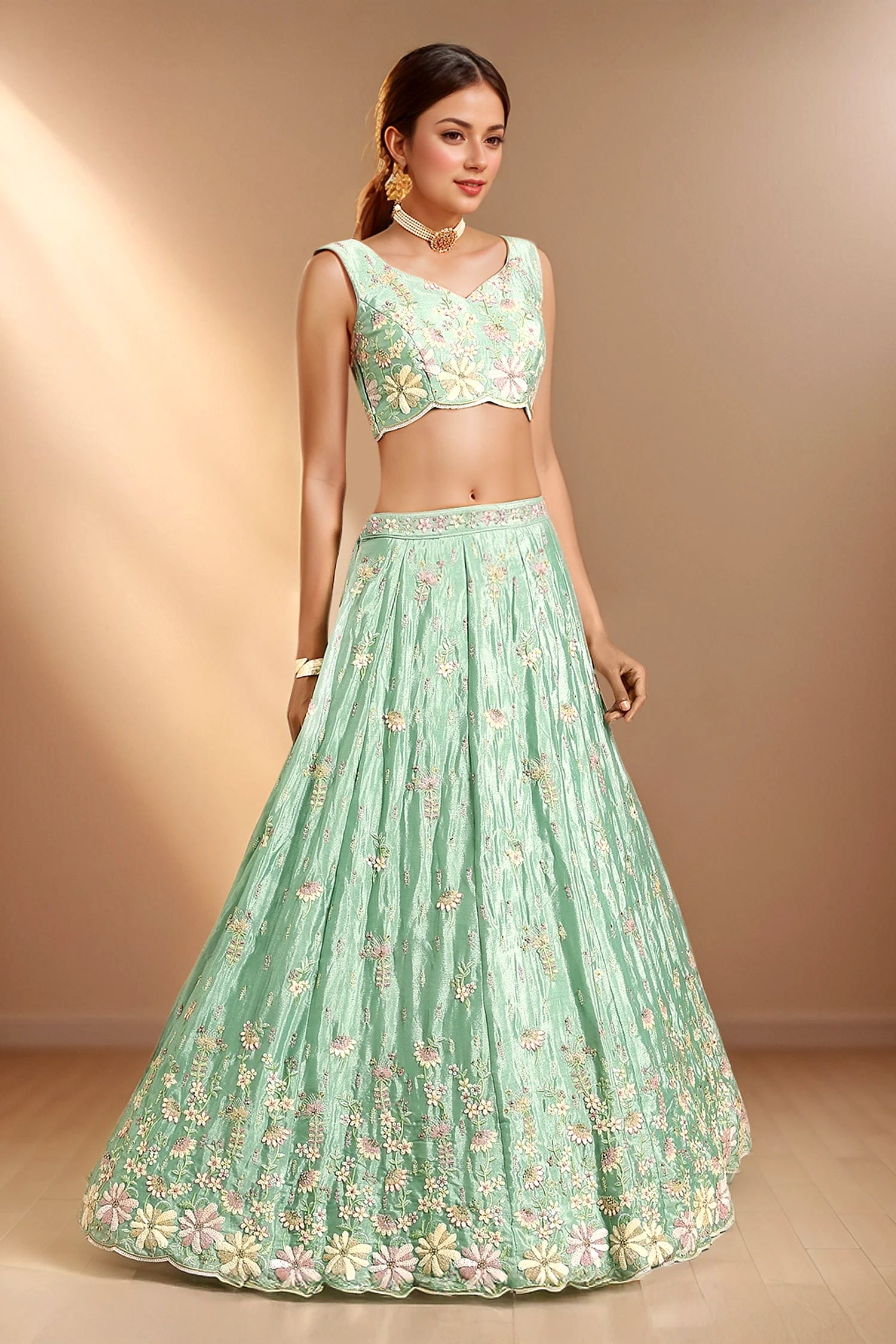 Samyukta Singhania Zari Applique Embroidered Lehenga set