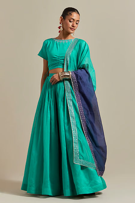 Vinusto Handwoven Gathered Lehenga Blouse Set