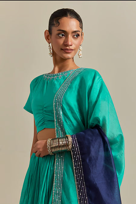 Vinusto Handwoven Gathered Lehenga Blouse Set