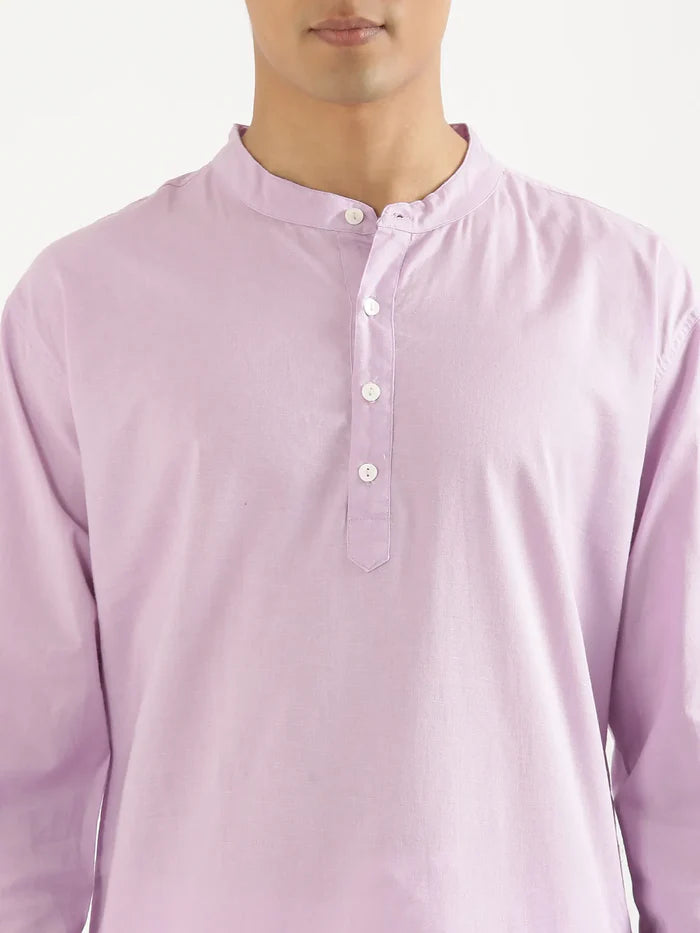 Men Lilac Airy Linen Long Kurta