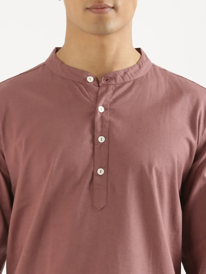 Men Rose Taupe Airy Linen Long Kurta