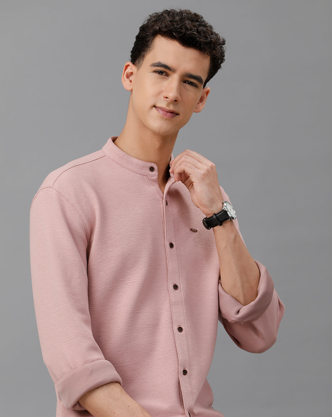Mauve Mandarin collar shirt