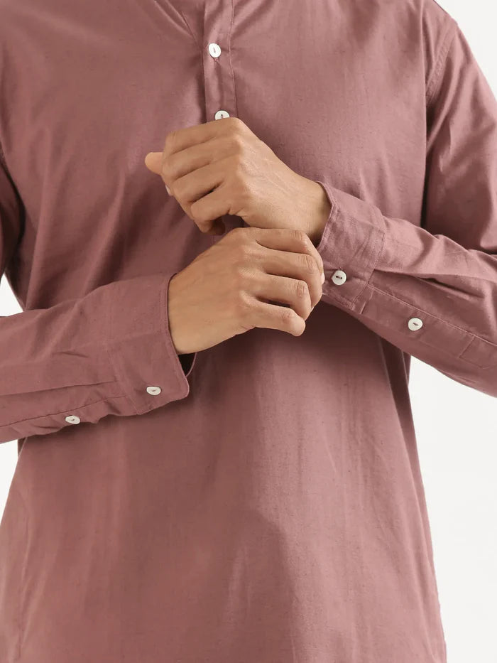 Men Rose Taupe Airy Linen Long Kurta