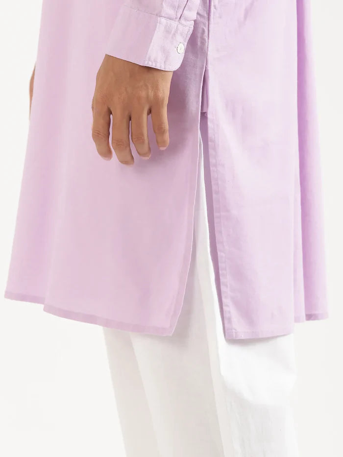 Men Lilac Airy Linen Long Kurta