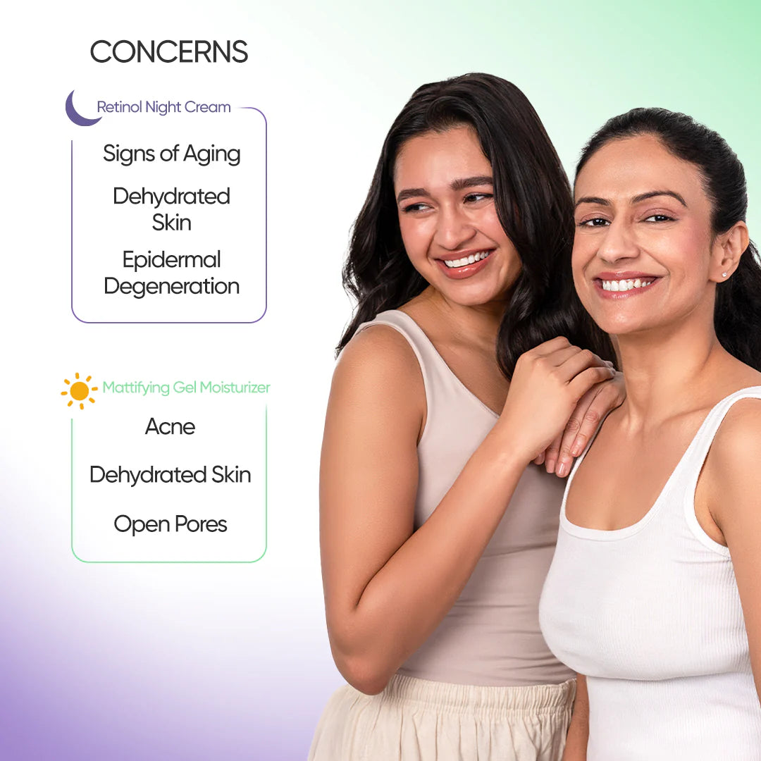 Day & Night Combo For Oily Skin Retinol Night Cream (50g) + Mattifying Gel Face Moisturizer (50g)