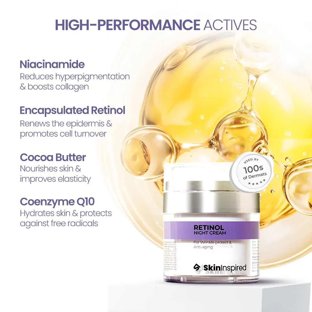 0.1% Retinol Night Cream (50g) | For Anti-Aging & Wrinkle Protection