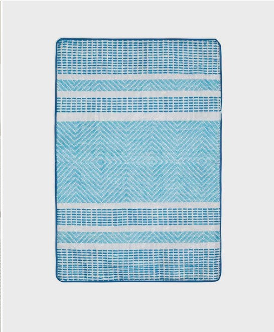 Blue Tarini Polyester Blend Embroidered Mats