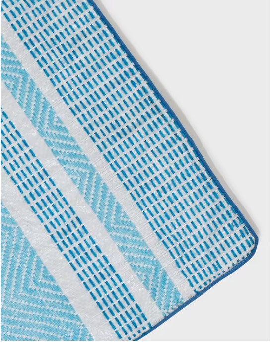 Blue Tarini Polyester Blend Embroidered Mats