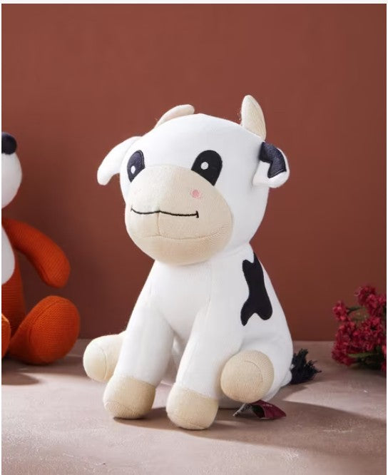 White Knitted Cotton Cow Toy With Poly Fill