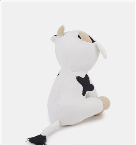 Gentle White Knitted Cotton Cow Toy With Poly Fill